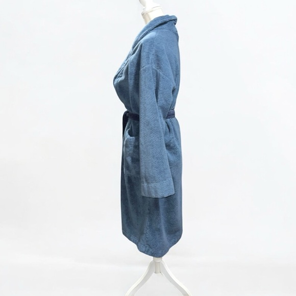 🌻Eberjey Coastal Blue Terry Gender Neutral Long Robe Unisex Size M/L - Picture 9 of 15